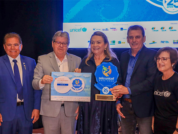 Rio Tinto (PB) recebe Selo Unicef pelos avanços na Educação, Saúde e Proteção à Vida.